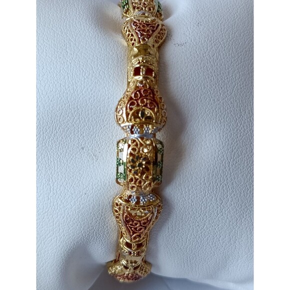 Traditional Indian Bangle Bracelet Hollow Gold Plated 9 Inches - Picture 2 of 4